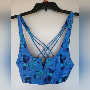 Title Nine Aria Chili Blossom Underwire Bikini Top Blue Size 36D